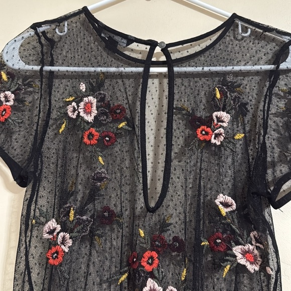 American Eagle Outfitters Black and Pink Floral Dress Net Overlay - Picture 5 of 7